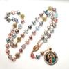 Retro Rosary Beads Chains Multi-color Mary Necklace Fashion Prayer Pendant  Women Girls