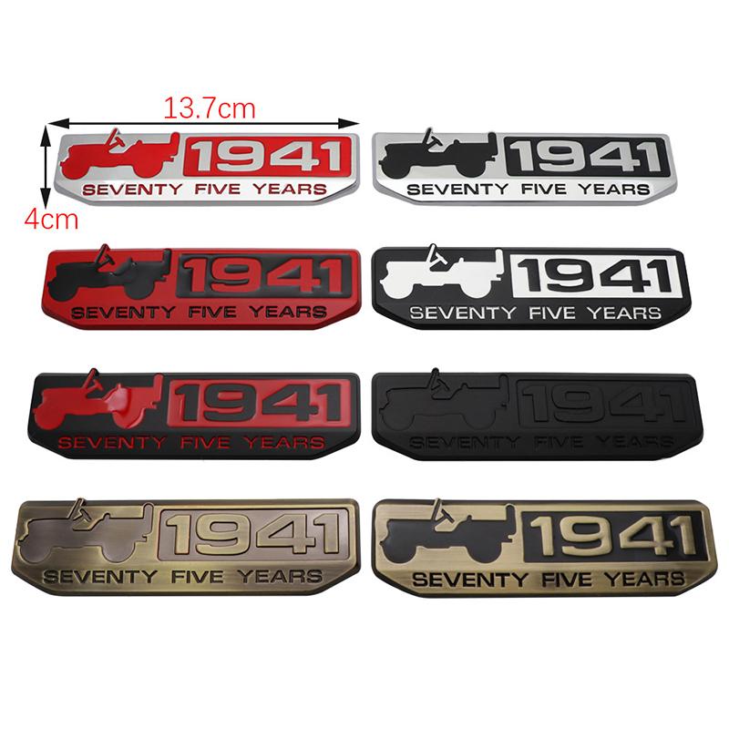 3D Metal 1941 Emblem Logo Badge Metal Decoration Sticker Car Stickers For Jeep Wrangler Grand Cherokee Patriot Car Accessories