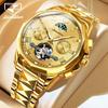 JINSHIDUN New Business and Leisure Men's Watch Tourbillon Waterproof Luminous Multifunctional Mechanical Watch Men's Watch