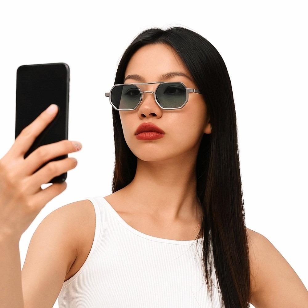 Punk Polygon Sunglasses Large Frame Multicolor Eyewear Fashion Double Beam Sun Glasses  Outdoor