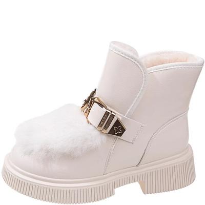 Мода Модные зимние ботинки для женщин 2024 года, новинка зимы, ремень, пряжка, толстая подошва, плюс бархат, теплые короткие ботинки, высокие хлопковые туфли