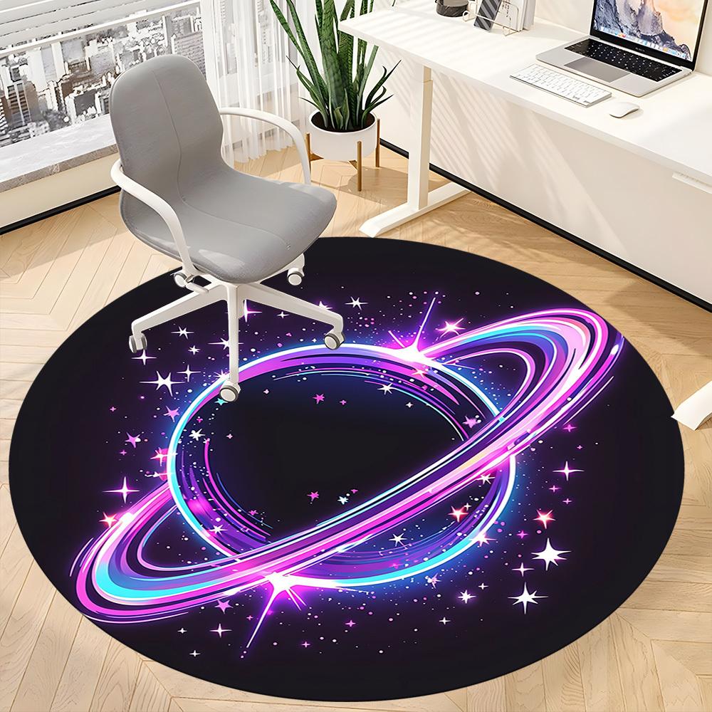 1pc Galaxy Rings Office Round Area Rug, Mat Suitable ForOffice, Under Office Chairs Bedroom Living Room Home Decor, Room Deco