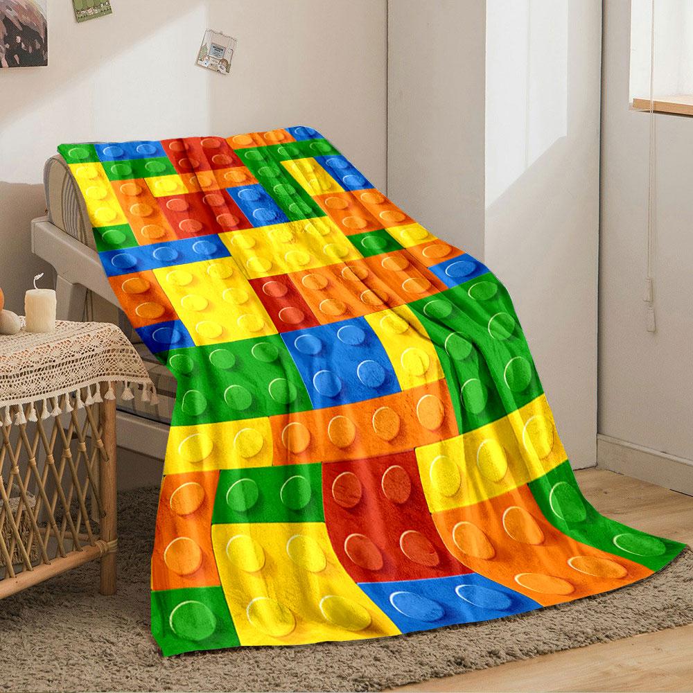 Colorful Building Blocks Pattern for all seasons blanket lunch break throw gift