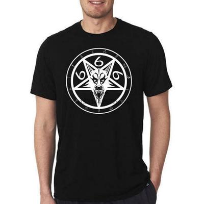 666 Пентаграмма Козел Сатанинский Люцифер Викка Языческий Обратный Сатана Святой Эзотерический Унисекс Футболка Печатная Футболка Графический Топ Мужской