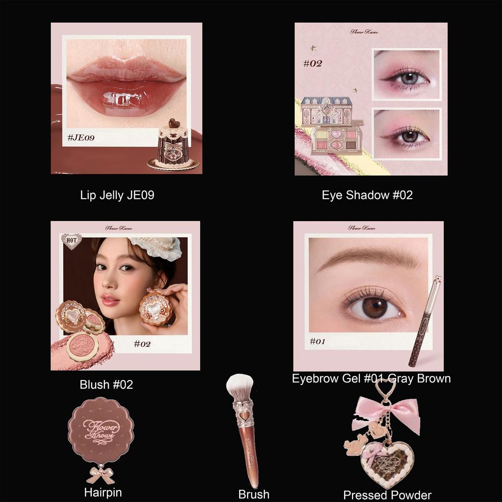 Flower Know Little Angel Collection Подарочная коробка с косметикой Тени для век Румяна Кремовая матовая помада Хайлайтер Полный набор Все в одном