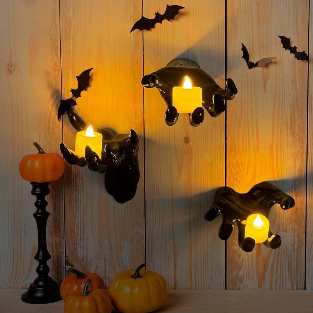 Wall Mounted Demon Hand Scary Texture Spooky Prop Fake Hand Black Ghost Palm Halloween Party