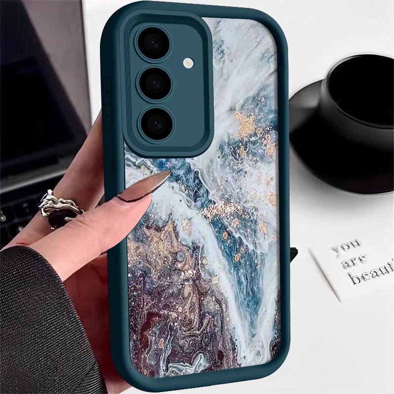 Ударопрочный чехол с рисунком морской волны для Samsung S24 FE S23 Ultra S22 S21 A16 A55 A15 A35 A54 A25 A34 A14 TPU защита линз мягкий матовый чехол для телефона