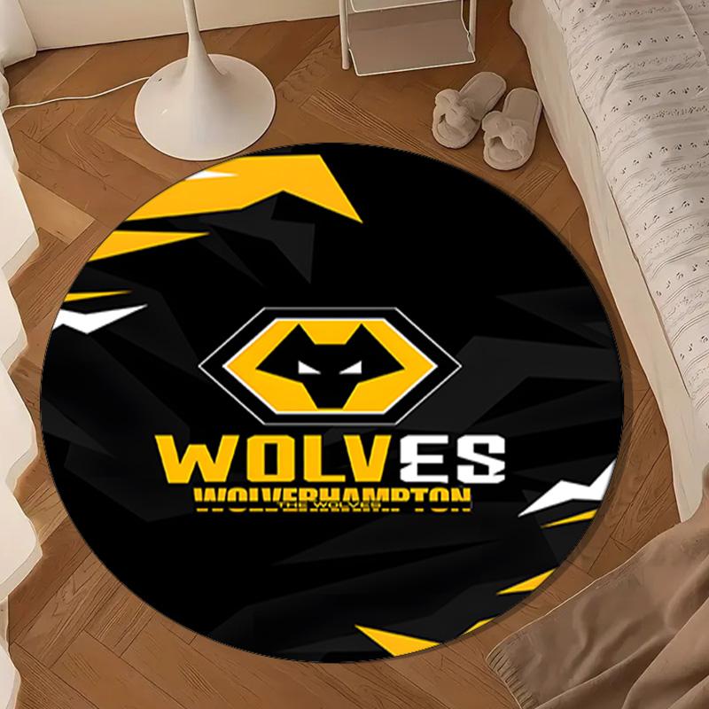 1PC rug Wolves Football Club Emblem Round mat Home Decor, Chair rug For livingroom,Bedroom, doormat home decor Birthday Gift Christmas Gifts