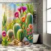 Cactus Garden Shower Curtain Vibrant Desert Plants Artistic Print Waterproof Bathroom Decor Easy To Install and Maintain