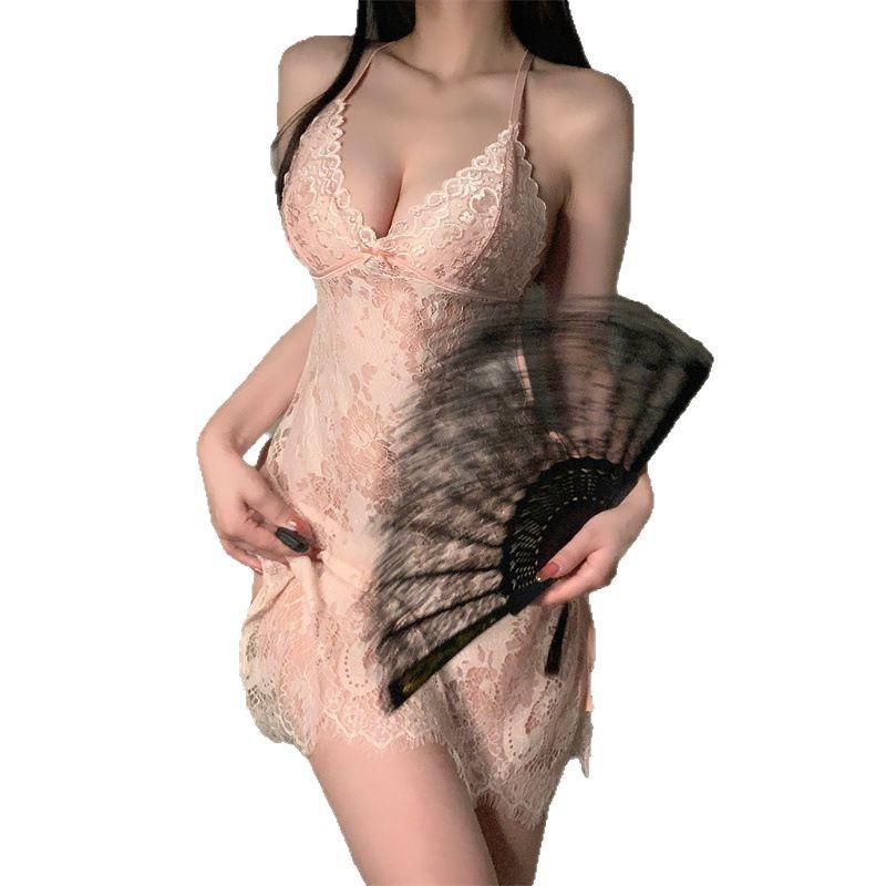 Сексуальное нижнее белье большого размера женское сексуальное полое кружевное подтяжка юбка ремешок разрез ночная рубашка униформа соблазн