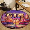 Grand Theft Auto VI Pattern Round Rug, Indoor/Outdoor Mat, for Picnic, Gameroom, Bedroom, Office, Living Room, Home Decor Carpet, Birthday Gift