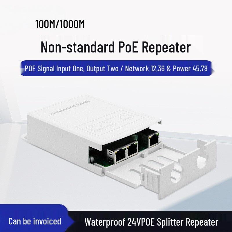 Waterproof 24V POE Splitter Repeater - 1 In, 2 Out Cascade Box