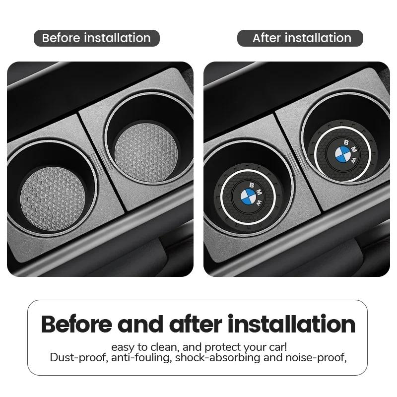 XMYF2 2025 New 2Pcs Silica Gel Car Coaster Water Cup Anti-slip Pad Auto Accessories For BMW X1 X2 X3 X5 X4 X6 X7 G30 G20 G32 G11 G12 F