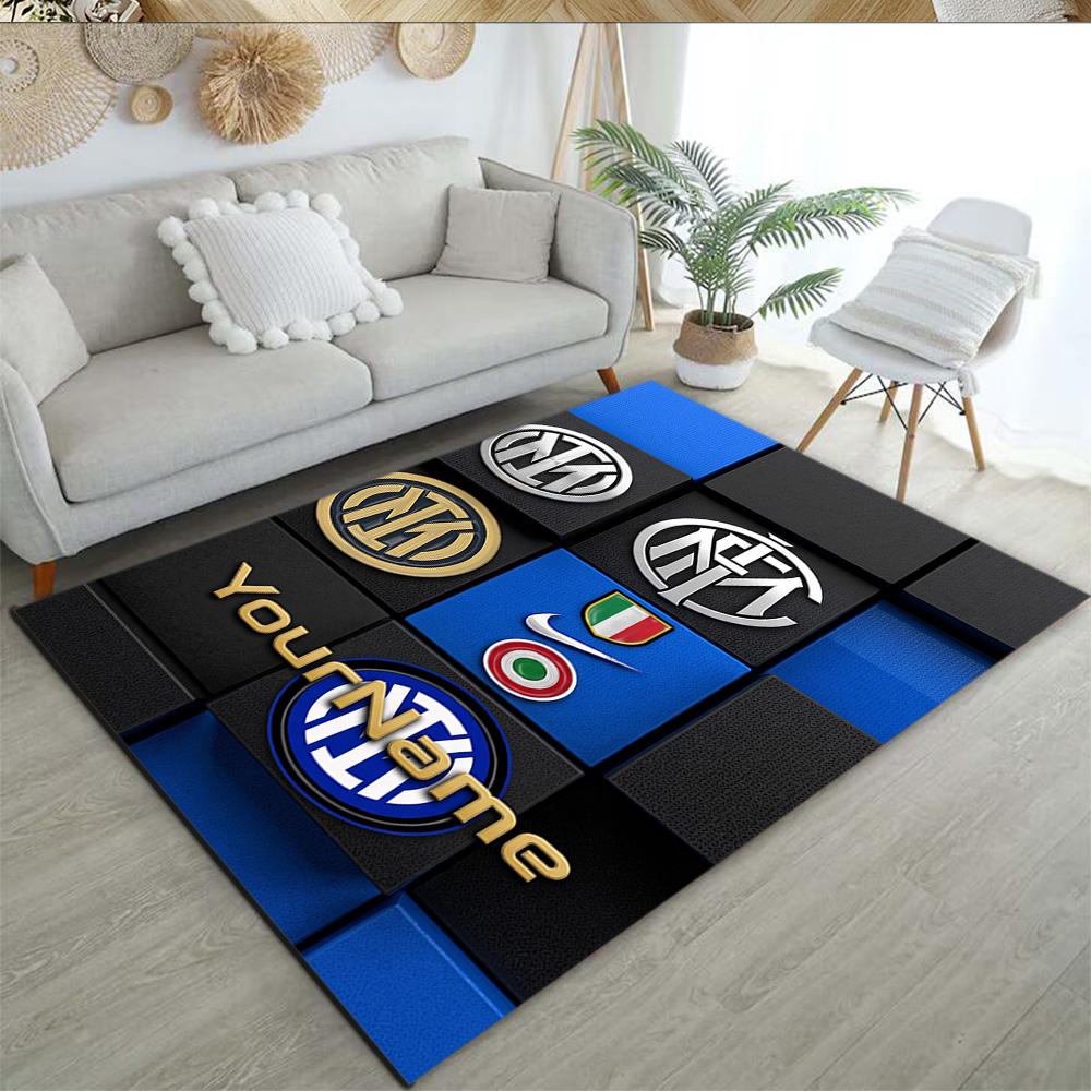 Inter Milan Personalized Name Carpet Perfect for Study room Game Room Dormitory Balcony Antislip Carpet Anime Office Decor