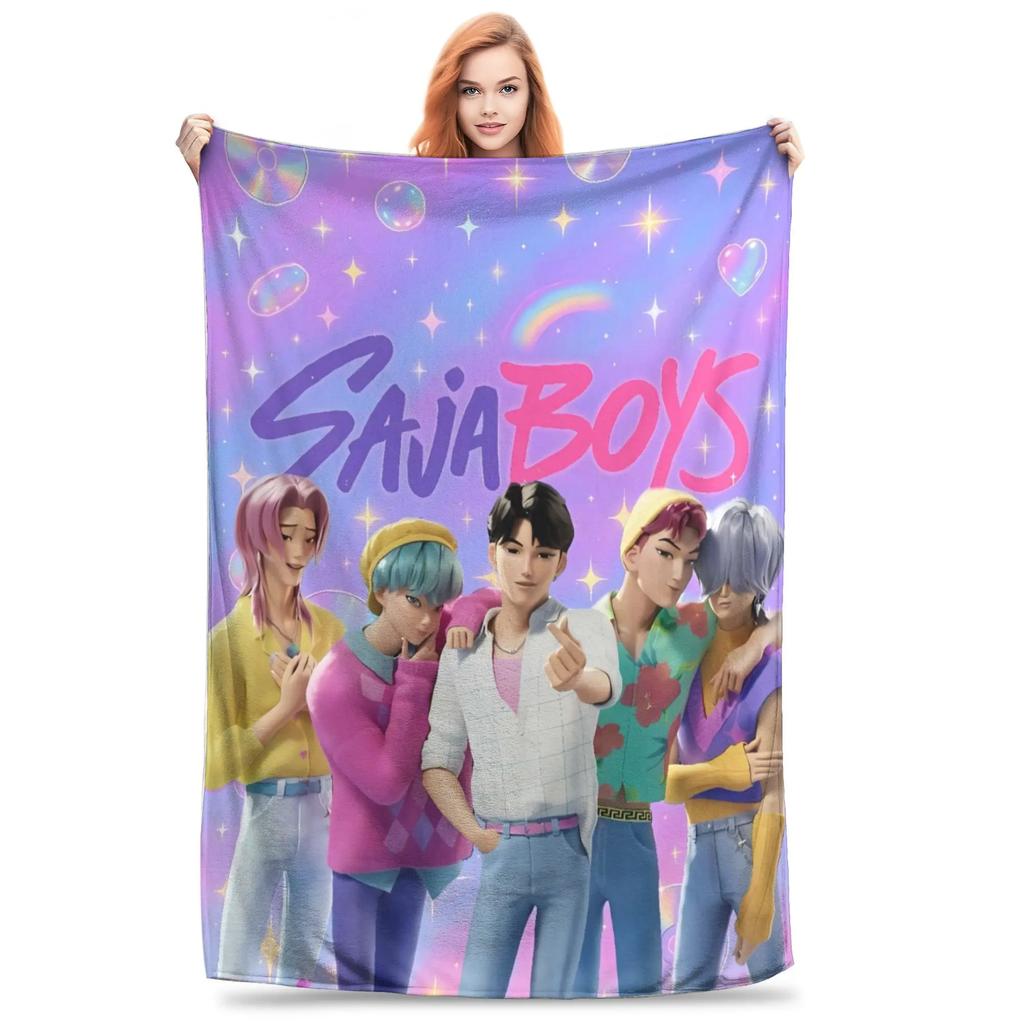 K-Pop Saja Boys Blanket Warm Soft Fluffy Plush Throw Blanket For Children Couch Chair Sofa Bed Flannel Bedspread Bed Cover