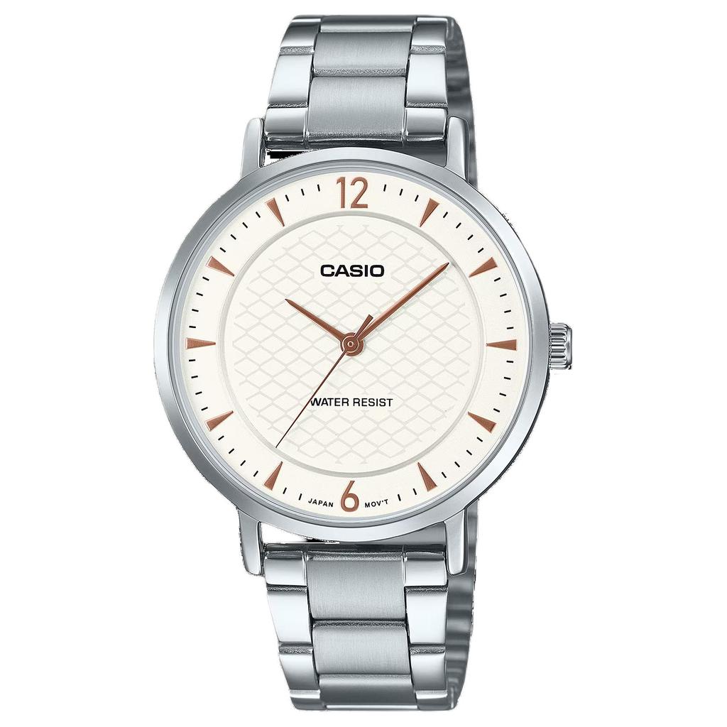 Casio Кварцевый механизм с регулярным ходом Ремешок из нержавеющей стали Часы Унисекс Белые LTP-VT04D-7A