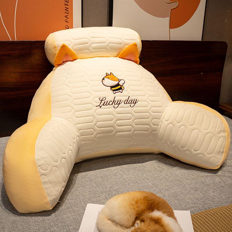 Cute Animal Lumbar Support Pillow Summer Ice Silk Surface Backrest Cushion With Removable Neck Pillow For Bed Sofa Office Chair