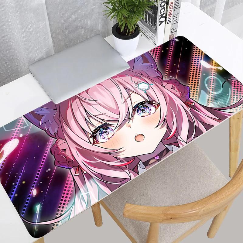 Gaming Mouse Pad Large Desk Mat Antislip Base Stitched Edges Cute Twin Anime Girls Print for Gaming Office Desk Use