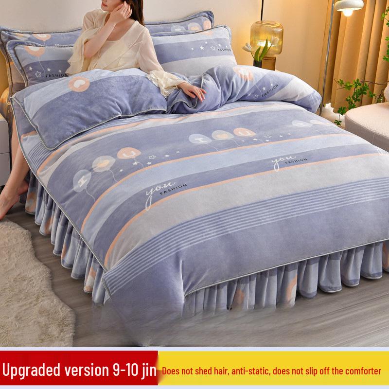 G5Z9 Jin Double-Sided Thickened Velvet Four-Piece Bedding Set for Weddings