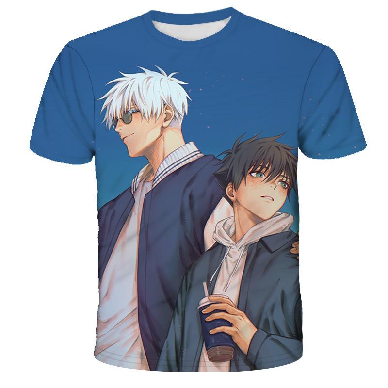 Японское Аниме Майки Jujutsu Kaisen 3D Принт Летние Быстросохнущие Круглый Вырез Короткий Рукав для Мужчин Полиэстер Не выцветают