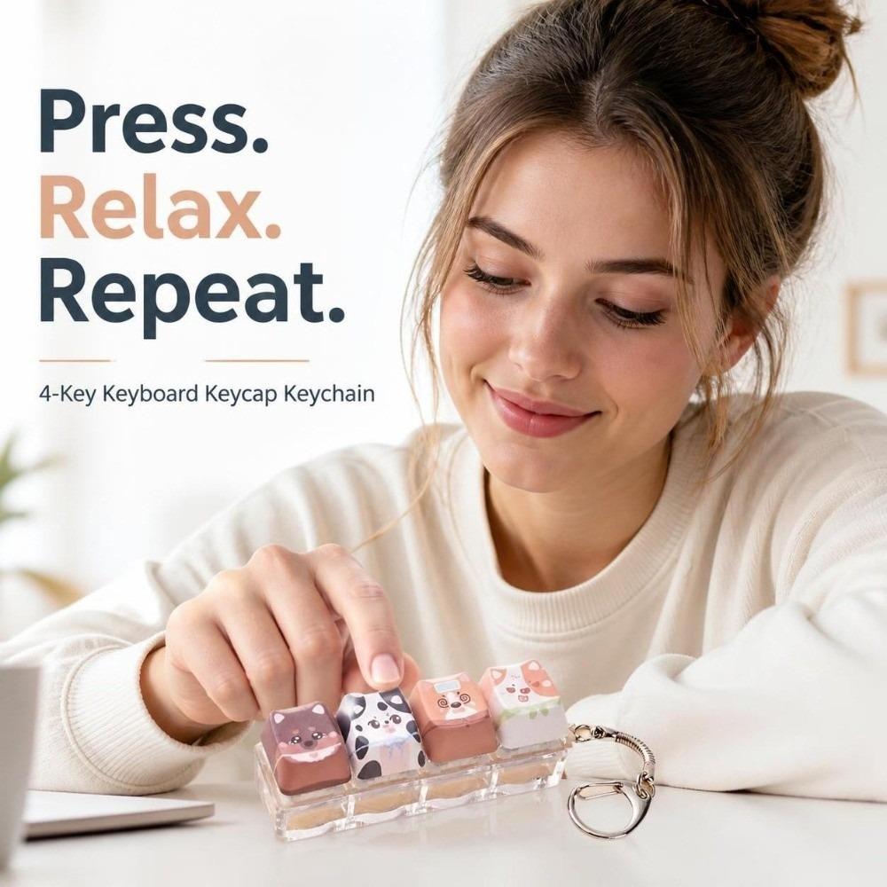 Keyboard Stress Relief Clicker Mechanical Creative Dog Keychain Children Adults