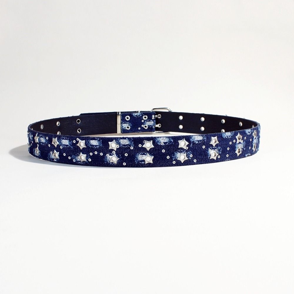 Vintage Wide Leather Belt Luxury Design Waist Strap Trend Star Hollowed Belt