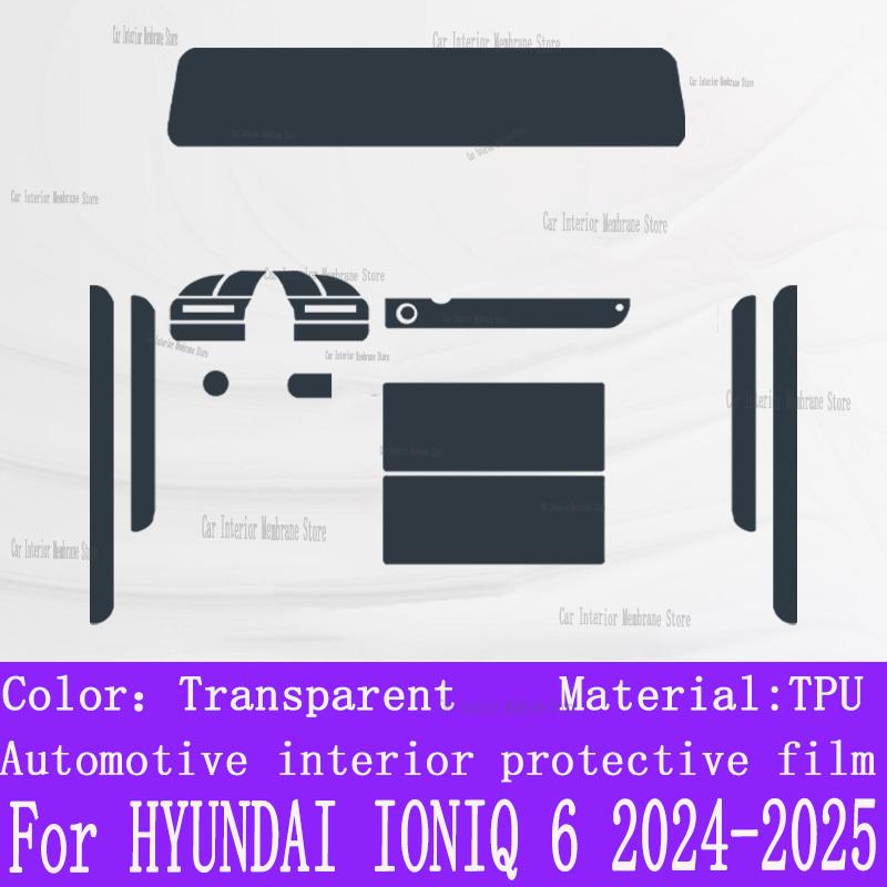For HYUNDAI IONIQ 6 2024-2025 Car Gearbox Panel Film Dashboard Protective Sticker Interior Anti-Scratch Film Cover Accessories