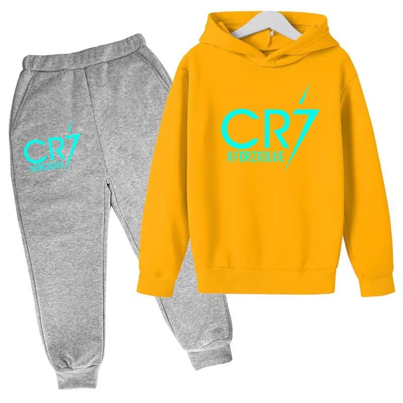 Kids Hoodie CR7 Football Idol 3-12Y Boys Girls Clothes Toddler Clothing Top+ Pants Sports Jogging Training Casual Sweatshirt Set
