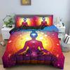 Yoga Duvet Cover King Queen Chakra Meditation Bedding Set Blue Mandala Boho Hippie Style with Chakra Art Polyester Quilt Cover