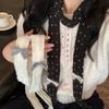 Polka Dot Knitted Scarf Y2K Long Narrow Scarves Cool Bow Wool Shawl  Outdoor