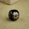 lobular red sandalwood inlaid with twelve flower god loose beads, black sandalwood old bead bracelet with pearl lotus pendant accessories