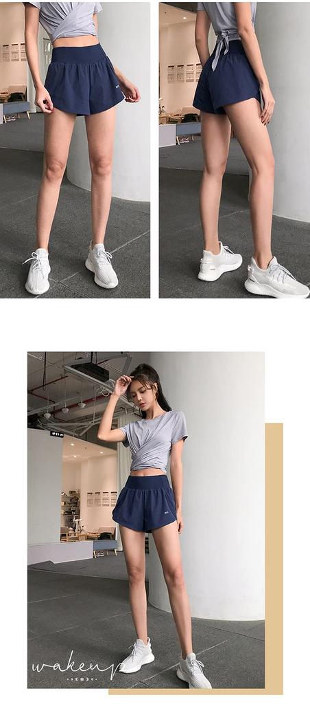 RAKUKOU Shorts with Sports Shorts for Yoga Size Women's Built-in Pockets, Running, Summer, Soft, Breathable, Stretchy, Sweat-Wicking, Quick-Drying,