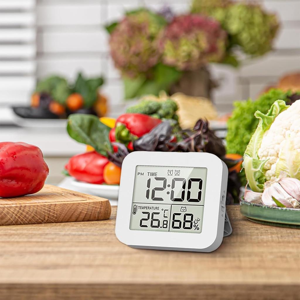 Aninako Часы Цифровые часы Водонепроницаемый Таймер Термометр Гигрометр Цифровые настенные часы Будильник ЖК-дисплей Часы для ванной Комнатная температура