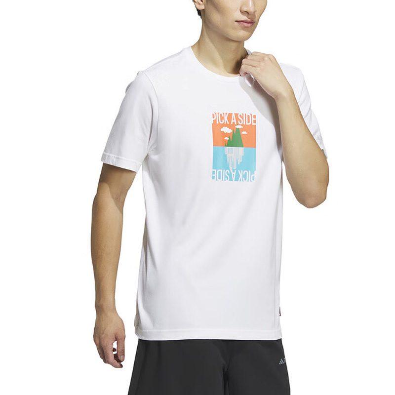 adidas Футболки Мужские Белые С Круглым Вырезом Умеренный Прямой Крой IS0271
