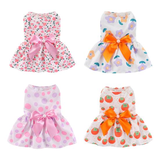 Princess Pet Dress with Bowknot Cute Puppy Cat Skirt Soft Comfortable Chihuahua Clothes for Wedding Party Daily Wear Holidays Special Occasions