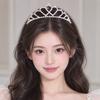 Crystal Rhinestone Bridal Tiara Micro Pave Zircon Hair Ornament Crystal Crown  For Women Girls