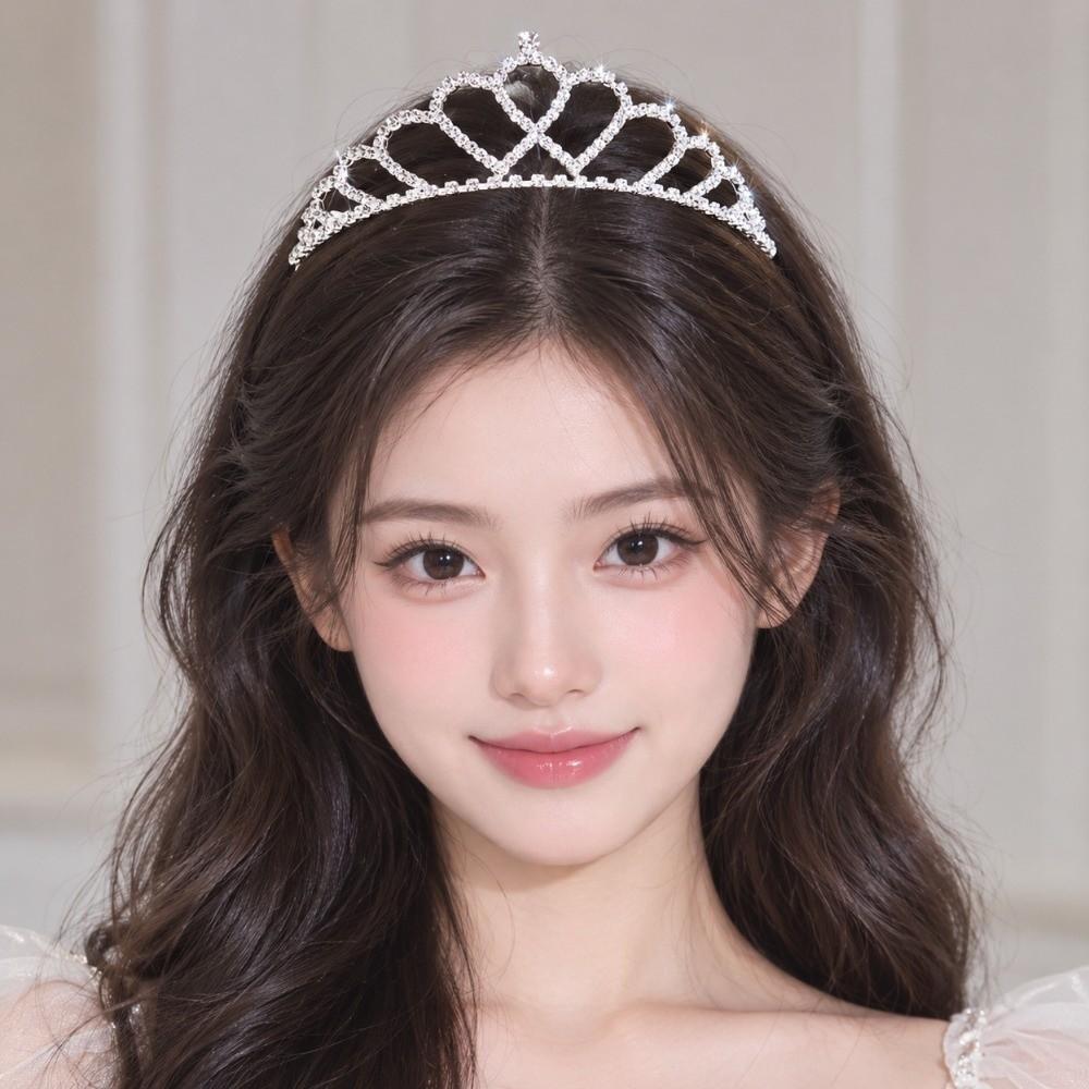 Crystal Rhinestone Bridal Tiara Micro Pave Zircon Hair Ornament Crystal Crown For Women Girls