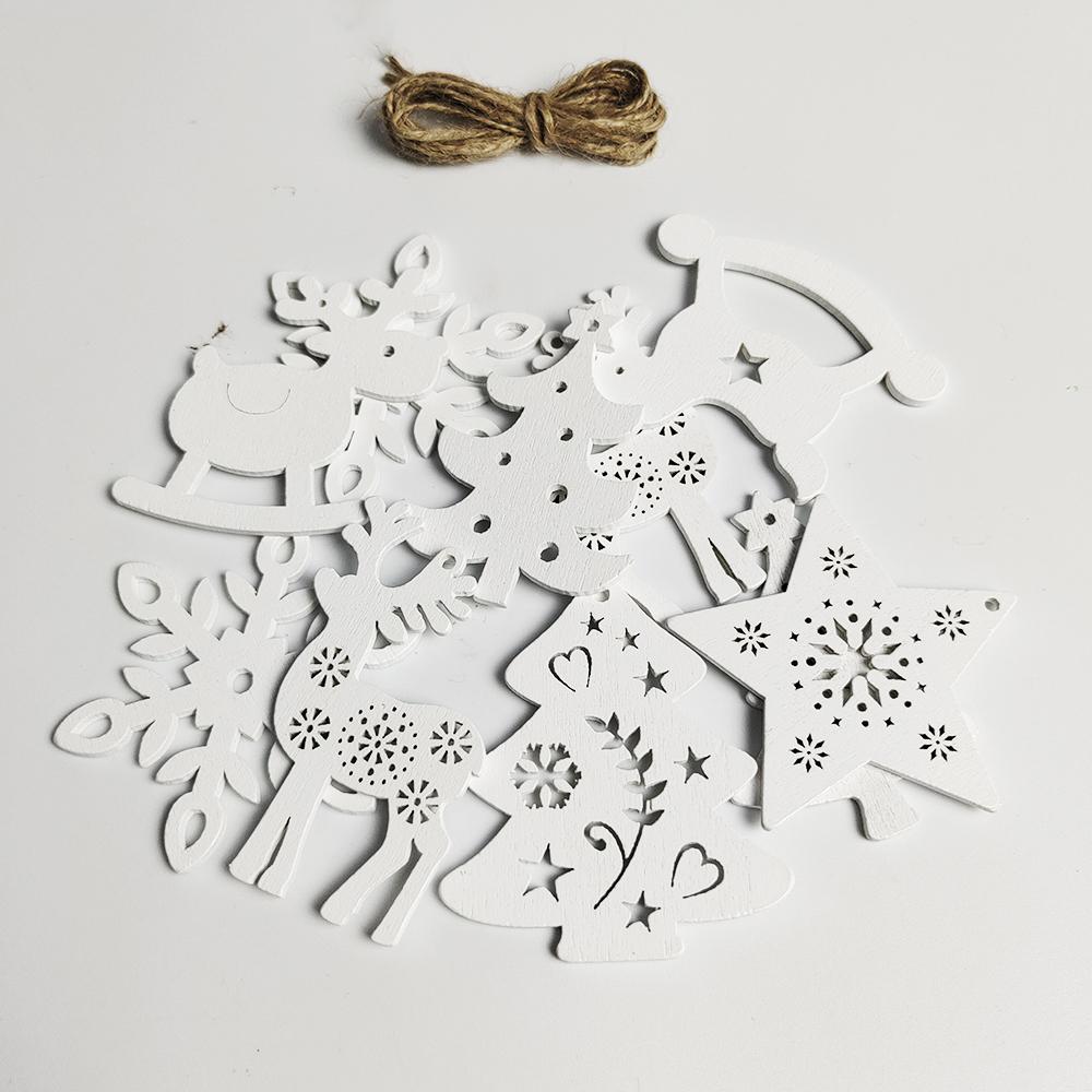 Рождественские деревянные подвески, чипсы, подвесные украшения, рождественские украшения 2023 года, снежинки, колокольчики, лоси, украшения для рождественской елки