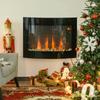 Electric wall fireplace with heating, 3D flame effect, 7 flame colors, 900/1800 W, timer, remote control, decorative, black, 65 cm