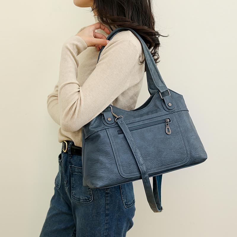 Женская сумка из мягкой кожи, большая вместительная сумка для матери среднего возраста, сумка через плечо через плечо