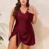 Women Plus Size Swimwear Swimdress V Neck Swimsuits Female Swimming Suit