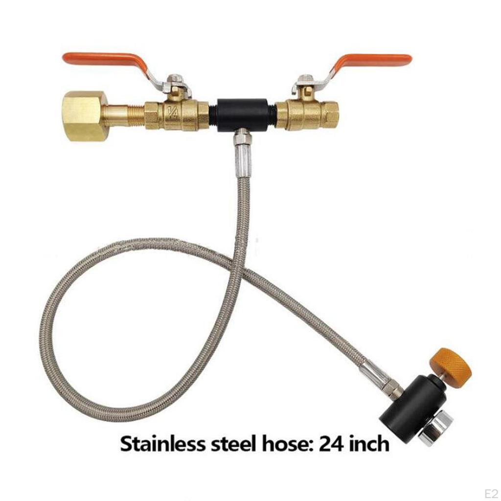 CO2 Cylinder Refill Adapter Bottle Connector Portable with Hose Replace Fill Station Kit,