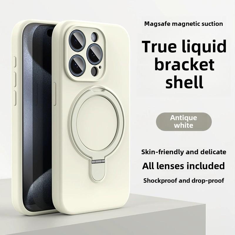Чехол-подставка с магнитным кольцом из жидкого силикона для Magsafe IPhone 16 15 14 13 12 Pro Max Plus 16Pro 15Pro Mag Safe Чехол для телефона