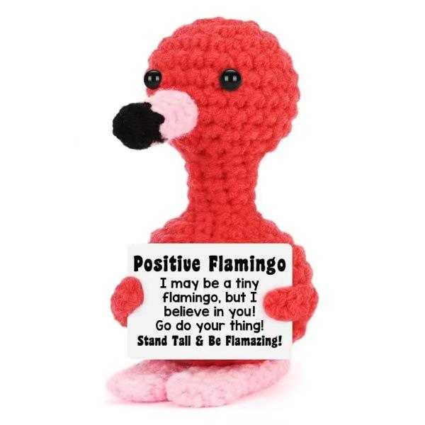 Funny Crochet Positive Inspirational Emotional Support Cat Doll Home Room Decoration Handmade Knitted Cat Desktop Ornament Gift