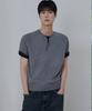 NODU Raglan Henley Neck Ribbed Crop Half Knit [Gray]