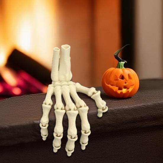 Halloween Skeleton Hand 3D Printed Plastic Human Hand Bone Model Scary Halloween Trick Props for Tableware Party Supplies Haunted House Home Decor