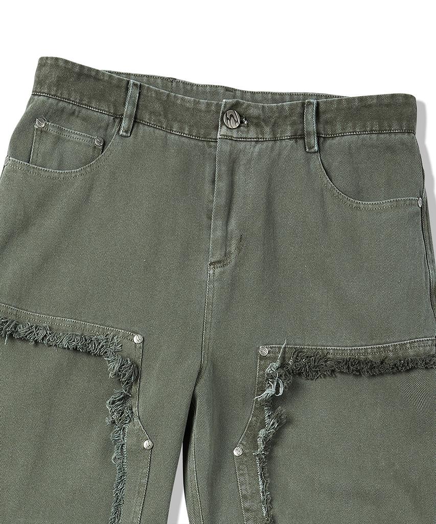 TRAVEL Distressed Twill Pigment Carpenter Pants Union Khaki