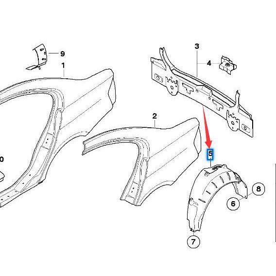Подкрылки задних колесных арок для BMW 3 серии E90/E91 (51717059381, 51717059382)