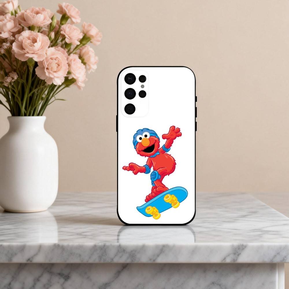 C-Мультяшный R-Красный милый A-Элмо-O Чехол для телефона для Samsung S25,24,23,22,30,21,10,9,Ultra,Plus,Lite,FE,4,5 G Мягкий черный чехол