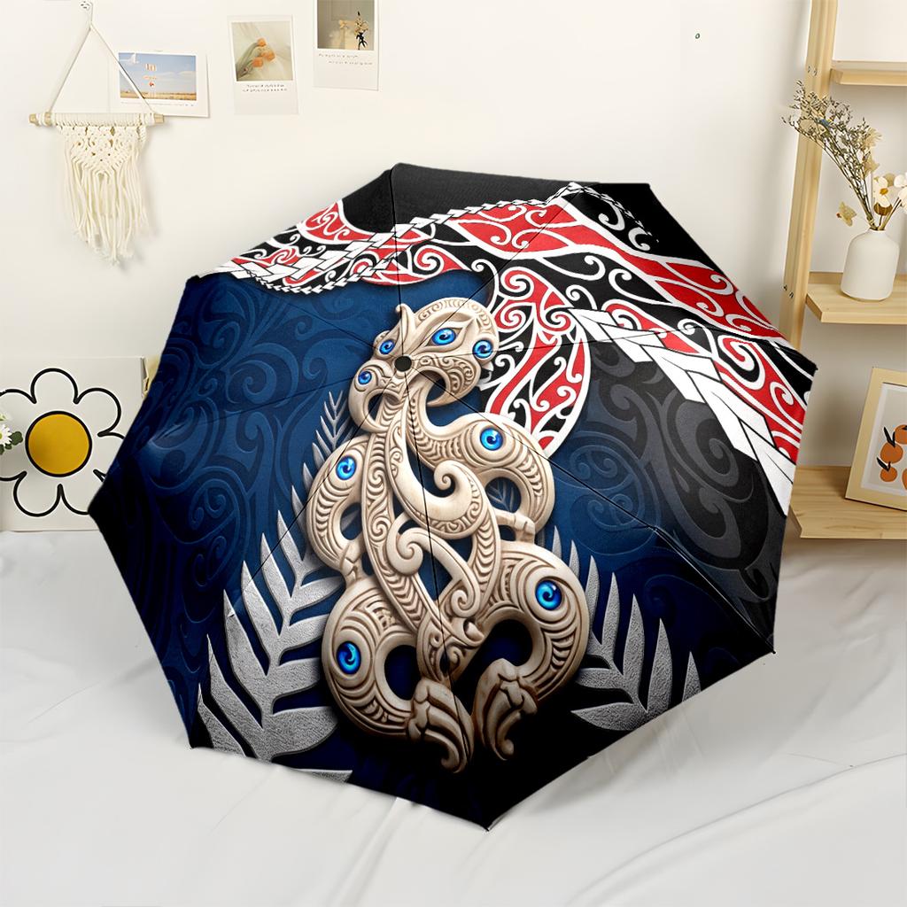 Abstract Art Composition Compact Travel Automatic Umbrella Folding Umbrella with 8 Ribs Foldable Design Travel Essential Elegant Umbrella